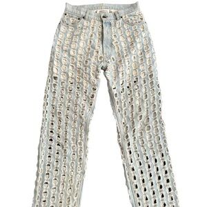 Maison Margiela perforated light blue jeans
